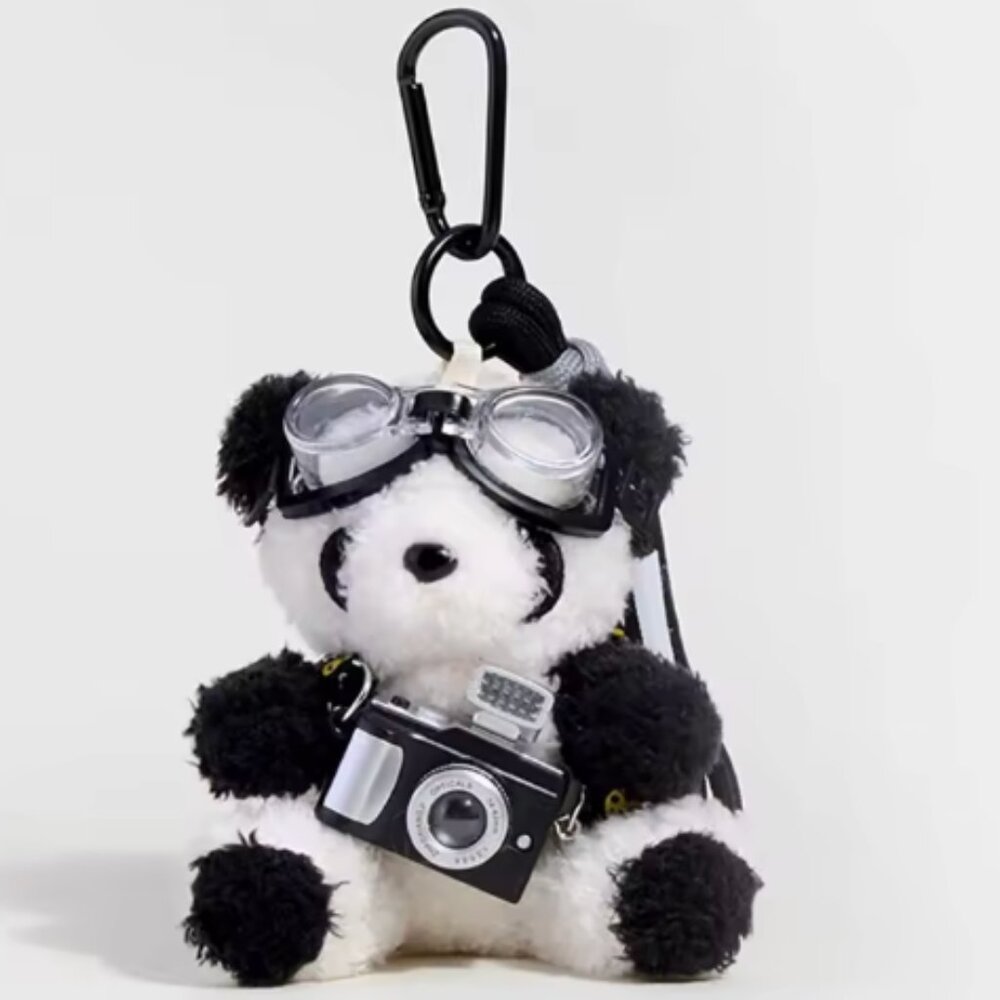 NWT: STOCKING STUFFERS TEDDY BEAR Goggles and Camera PURSE CHARM (Color Options)